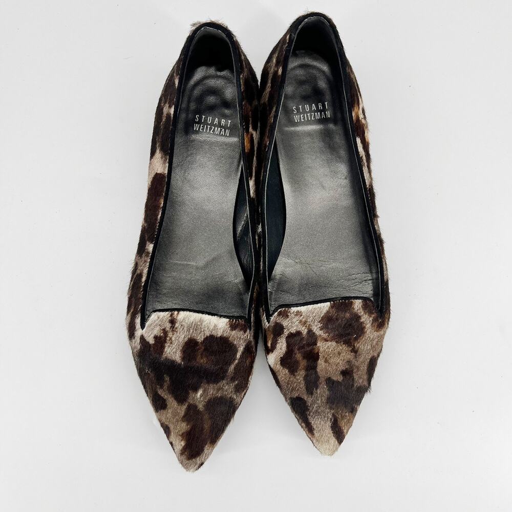 Stuart Weitzman Leopard Calf Hair Loafers Flats Women 9.5 M Pointed Toe Spain - Picture 7 of 10